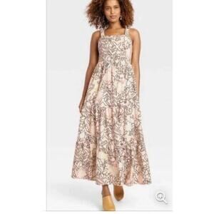 Knox Rose Maxi Floral Dress Tiered Boho Size Large Pockets Resort Beach Flowy